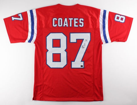 Ben Coates Signed Patriots Red Jersey (Coates Hologram) Super Bowl XXXV Champion