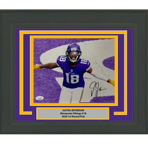 Framed Autographed/Signed Justin Jefferson Minnesota Vikings 8x10 Photo JSA COA