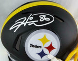 Hines Ward Signed Pittsburgh Steelers Flat Black Mini Helmet- Beckett W *Silver