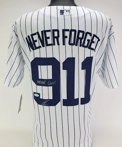 Robert O'Neill Signed New York Yankees 911 Never Forget Jersey "Never Quit"(PSA)