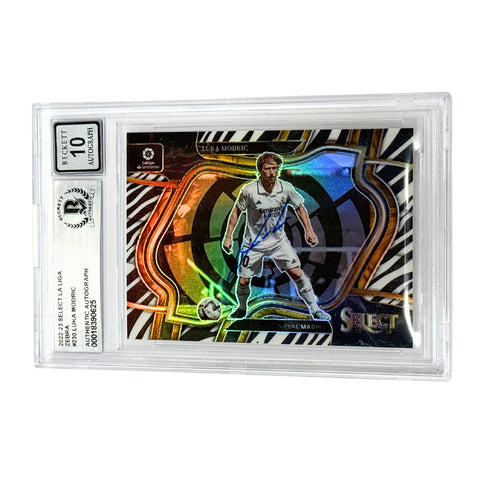 Luka Modric Signed 2022-23 Panini Select La Liga Zebra /25 #230 - BGS 10