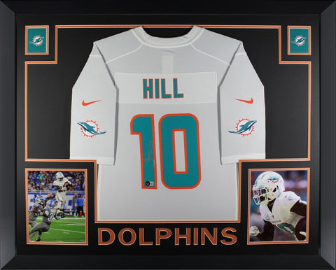 Tyreek Hill Autographed Miami Dolphins Nike Game White Framed Jersey Beckett