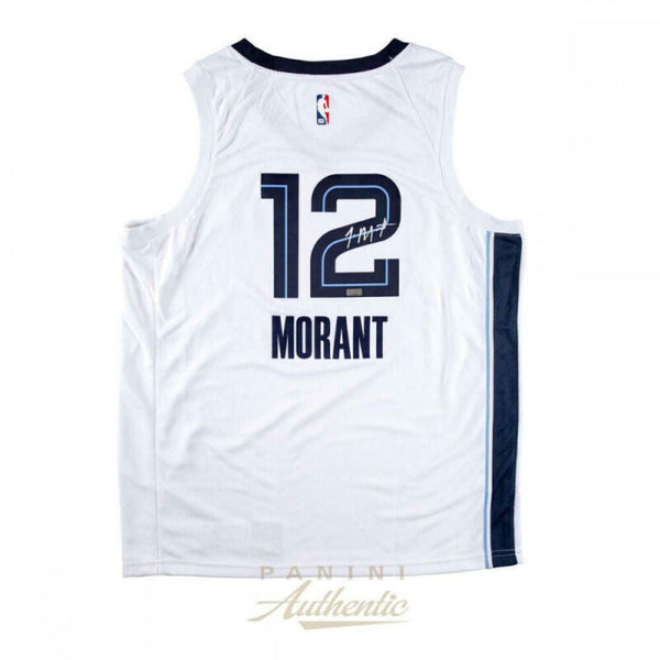 JA MORANT Autographed Memphis Grizzlies White Nike Jersey PANINI