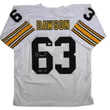 Autographed/Signed Dermontti Dawson HOF 12 Pittsburgh White Jersey JSA COA