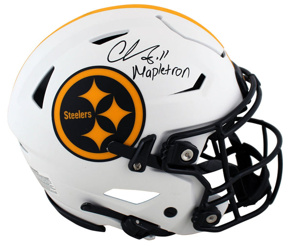 Steelers Chase Claypool Mapletron Signed Lunar Speed Flex Full Size Helmet BAS W