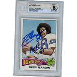Drew Pearson Autographed 1975 Topps #65 HOF Slabbed Trading Card Beckett 50612