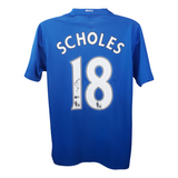 Paul Scholes Signed Manchester Utd Away Soccer Jersey #18 with Beckett Witness