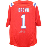 AJ Brown Autographed New England Patriots Nike Size XL Jersey Beckett WIT 57959