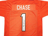 BENGALS JA'MARR CHASE AUTOGRAPHED SIGNED ORANGE JERSEY BECKETT WITNESS 226403