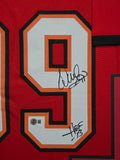 FRAMED TAMPA BAY BUCCANEERS WARREN SAPP AUTOGRAPHED SIGNED JERSEY BECKETT HOLO