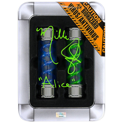 Milla Jovovich Autographed Resident Evil T-Virus and G-Vaccine Prop Replica Set