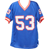 Harry Carson Autographed Pro Style Size XL Blue Jersey HOF Beckett Witness 50948