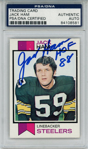 Jack Ham Autographed 1973 Topps #115 Rookie Card HOF PSA Slab 43584