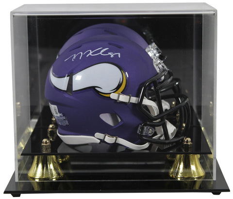Vikings T.J. Hockenson Authentic Signed Speed Mini Helmet w/ Case BAS Witnessed