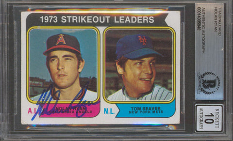 Angels Nolan Ryan Authentic Signed Trading Card Auto Graded Gem 10! BAS Slabbed