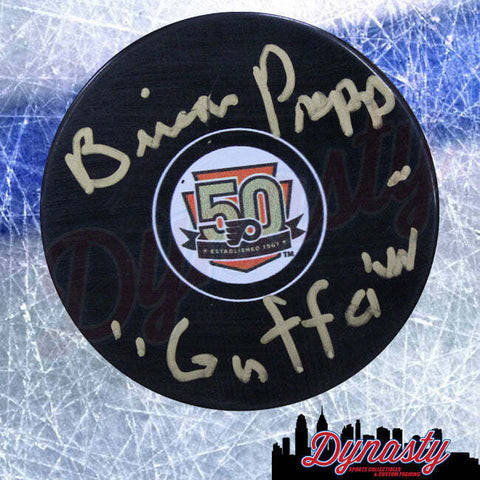Brian Propp Autographed Signed Flyers 50th Anniversary Guffaw Puck JSA PSA Pass