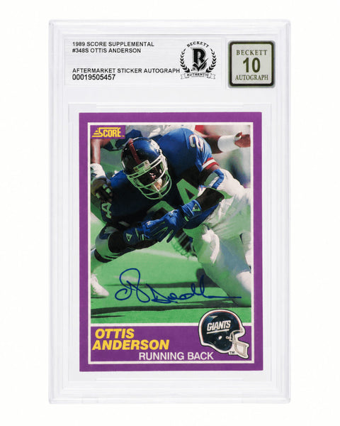 Ottis Anderson Signed Giants 1989 Score Card #348S - (Beckett - Auto 10 Sticker)