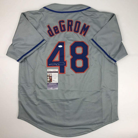 Autographed/Signed JACOB DEGROM New York Grey Baseball Jersey JSA COA Auto