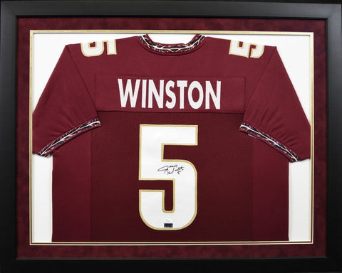 JAMEIS WINSTON SIGNED FLORIDA STATE SEMINOLES #5 FRAMED JERSEY JSA