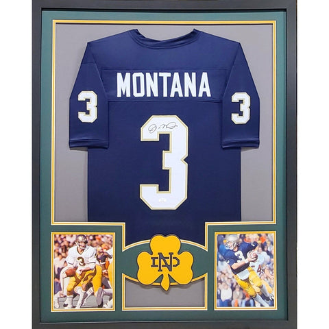 Joe Montana Autographed Signed Framed Notre Dame Jersey JSA
