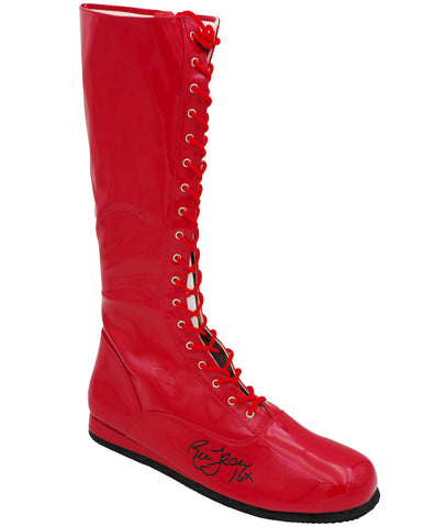 RIC FLAIR AUTOGRAPHED SIGNED RED RIGHT FOOTED BOOT WWE "16X" JSA STOCK #228115