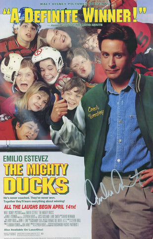 Emilio Estevez Signed The Mighty Ducks 11x17 Movie Poster (In Silver) - (SS COA)