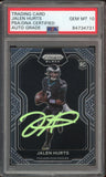 2020 Prizm Black #PB19 Jalen Hurts RC On Card Green Ink PSA/DNA Auto GEM MINT 10