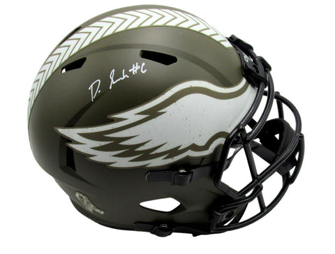 DeVonta Smith Signed Full Size Salute To Service Replica Helmet Eagles Fanatics