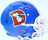 John Elway Autographed Blue Speed "D" Logo Pro Helmet w/ Inscription (BAS)