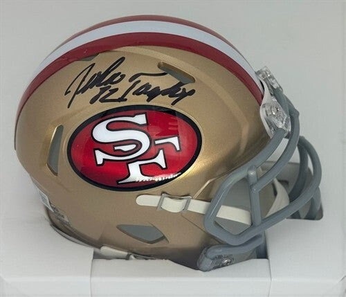 SF 49ers Receiver JOHN TAYLOR Signed Riddell Speed Mini Helmet AUTO - BAS