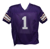 Warren Moon Autographed/Signed Pro Style Purple XL Jersey HOF BAS 31160