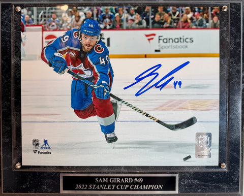Sam Girard Autographed 8x10 Action Shooting Photo with Plaque LSM COA