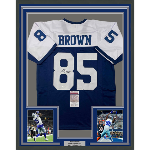 Framed Autographed/Signed Noah Brown 33x42 Dallas TG Day Jersey JSA COA