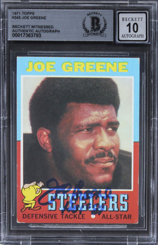 Steelers Joe Greene Authentic Signed 1971 Topps #245 Card Auto 10 BAS Slab 11