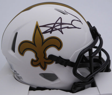 Alvin Kamara Autographed Saints Lunar Eclipse Mini Helmet Beckett QR #1W408826