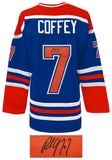 Paul Coffey (OILERS) Signed Blue Custom Hockey Jersey - (SCHWARTZ COA)