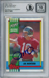Joe Montana Autographed 1990 Topps #1 Trading Card Beckett 10 Slab 37682