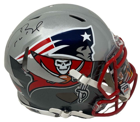 TOM BRADY Autographed Patriots / Bucs Mashup Authentic Helmet FANATICS LE 12/12