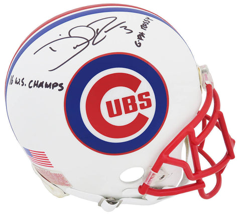David Ross Signed Cubs Custom White Authentic Football Helmet w/WS Champs - SS