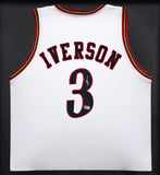 76ERS ALLEN IVERSON AUTOGRAPHED FRAMED WHITE JERSEY BECKETT WITNESS 239068