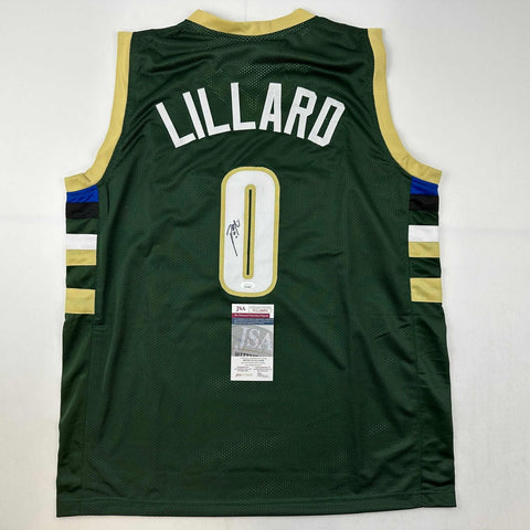 Autographed/Signed Damian Lillard Milwaukee Green Basketball Jersey JSA COA