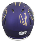 Ravens Ray Lewis Signed 2024 Alt Speed Mini Helmet W/ Case w/ Gold Sig BAS Wit