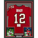 FRAMED Autographed/Signed TOM BRADY 33x42 Red Nike Elite TB Jersey Fanatics COA