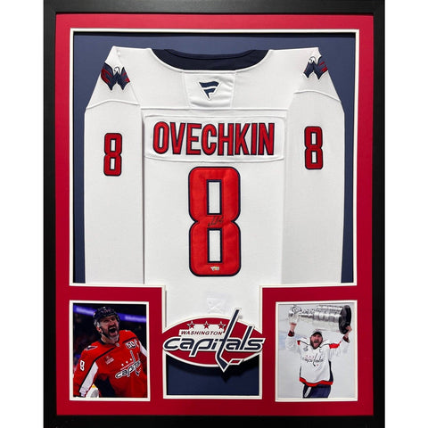 Alexander Ovechkin Autographed Signed Framed White Capitals Jersey FANATICS