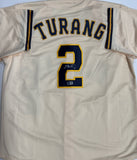 BRICE TURANG Signed Custom Replica Milwaukee Brewers MLB Cream Jersey AUTO - BAS