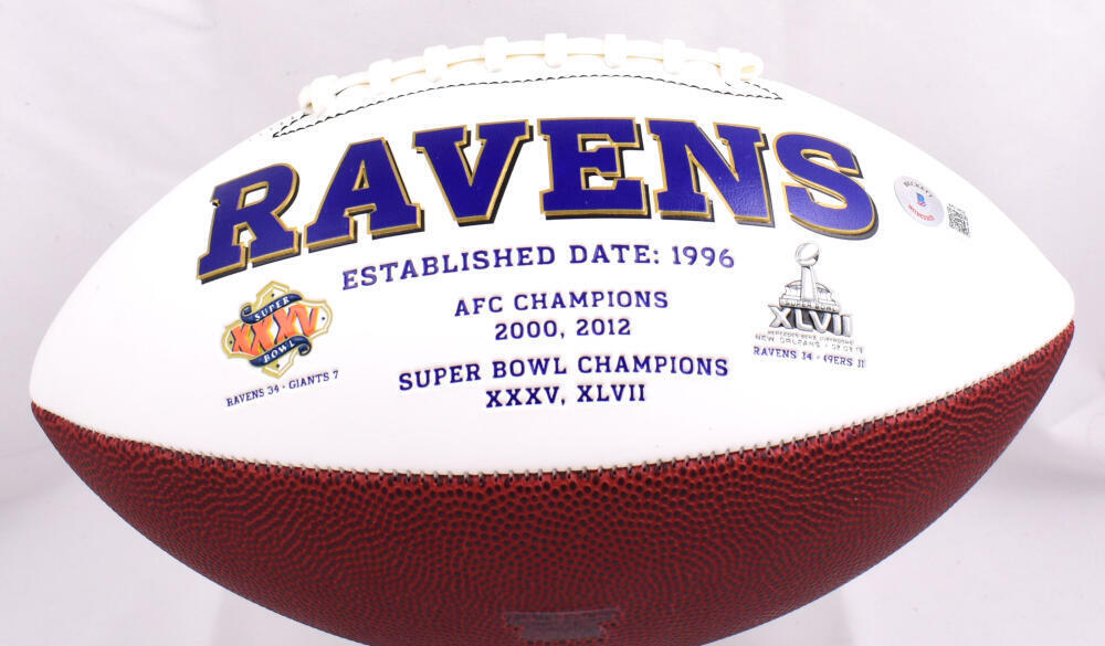Ed Reed Autographed Baltimore Ravens Logo Football-Beckett W Hologram ...