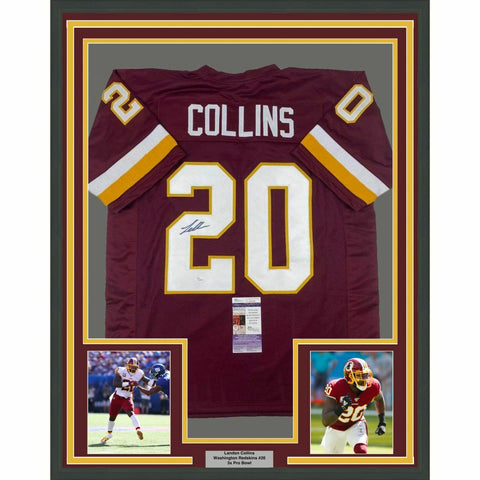 FRAMED Autographed/Signed LANDON COLLINS 33x42 Washington Red Jersey JSA COA