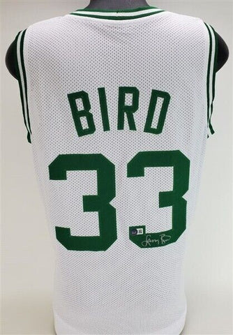 Larry Bird Signed Boston Celtic Jersey (Beckett) HOF / 12xAll Star Power Forward