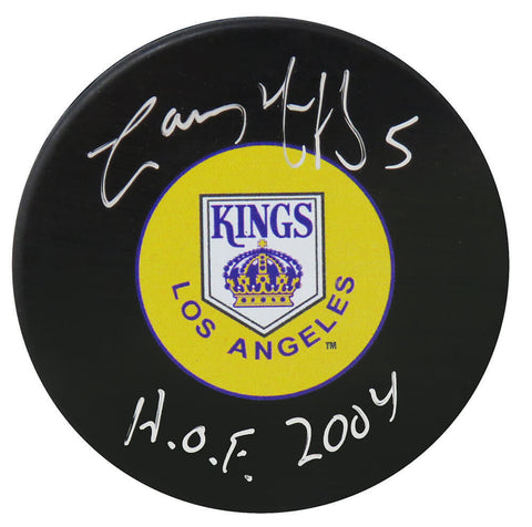 Larry Murphy Signed Kings Throwback Logo Hockey Puck w/HOF 2004 - SCHWARTZ COA