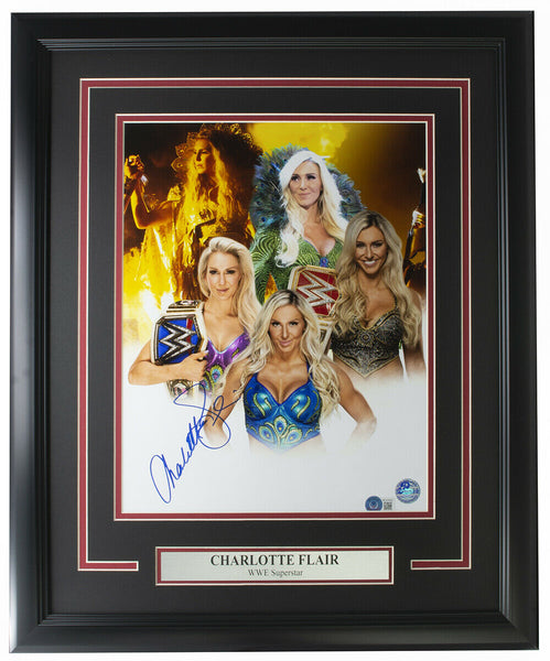 Charlotte Flair Signed Framed 11x14 WWE Collage Photo BAS – Super Sports Center